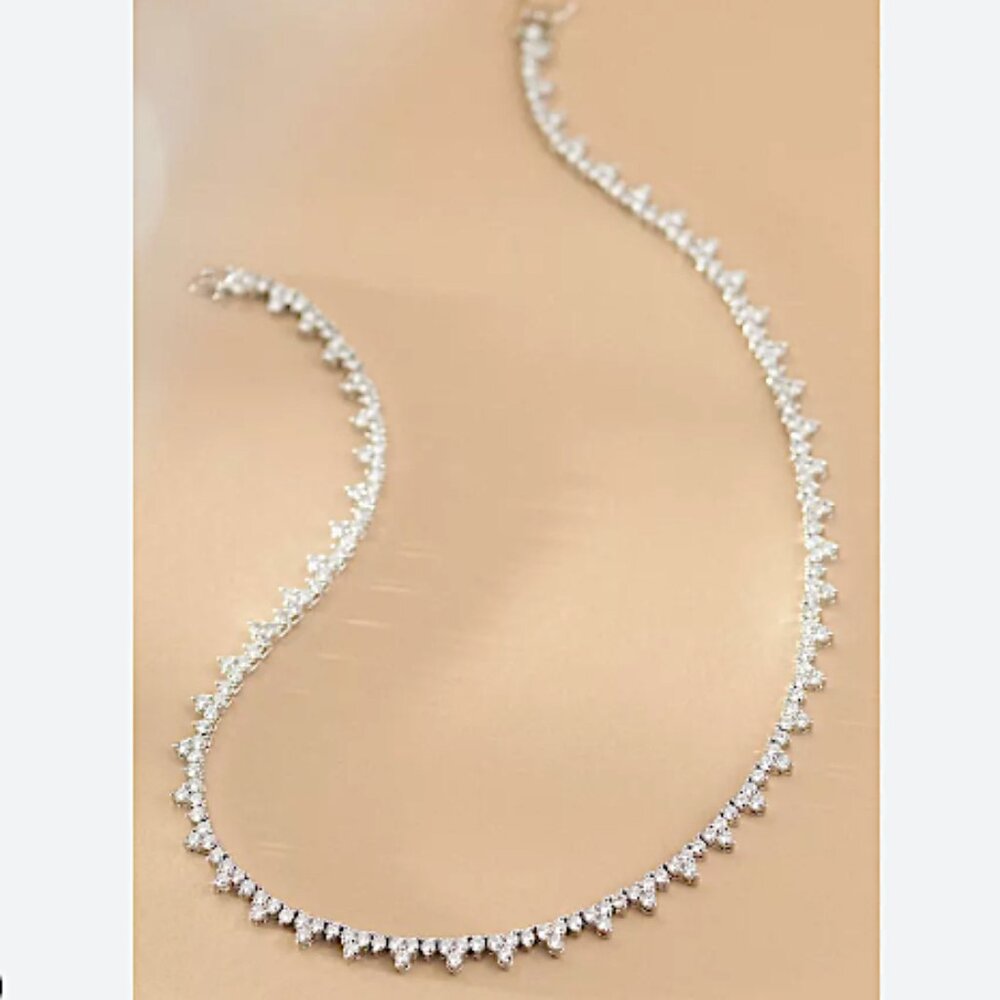 Anthropologie Silver Crystal Teardrop Necklace